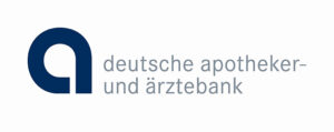 Logo der Deutschen Apotheker- und Ärztebank mit einem stilisierten Kleinbuchstaben „a“ in Dunkelblau auf der linken Seite und dem Namen der Bank in grauem Kleinbuchstaben auf der rechten Seite. Der Hintergrund ist weiß.